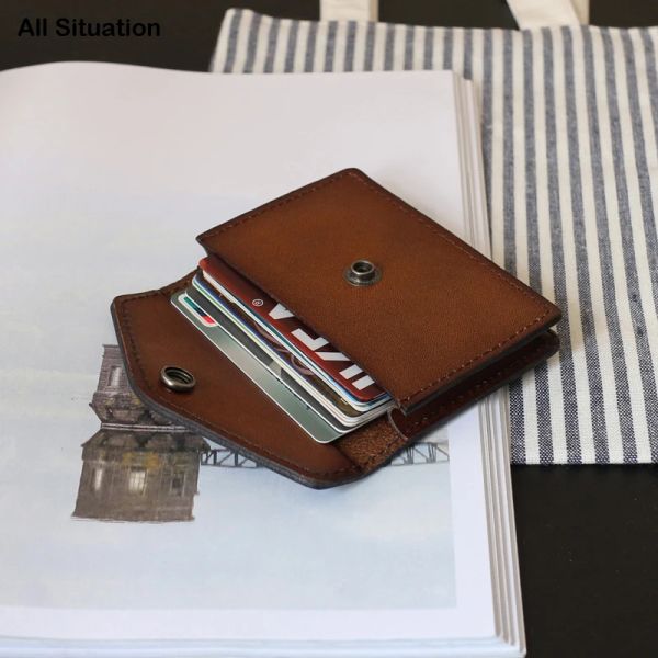 Halter Luxus Kreditkarte Brieftaschen Männliche erste Schicht Kuh Leder handgefertigt Vintage Visitenkartenkoffer Retro Hasp