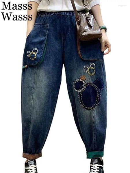 Jeans Mass da donna Wasss Womens Spring Fashion Vintage Loose 2024 Ladies Classic Luxury Leisure Denim pantaloni da ricamo