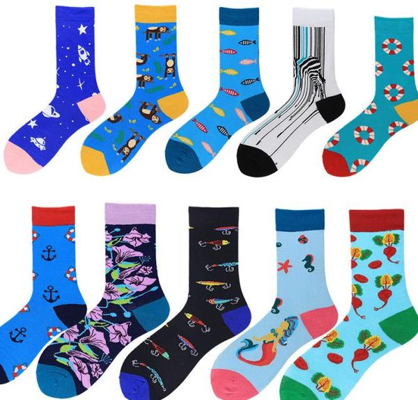 MEN039S Socken japanische Baumwolle Buntes Cartoon süße lustige glückliche Kawaii Monkey Fish Cotton Sokken für Weihnachtsgeschenk 2pcs1pairs7288690