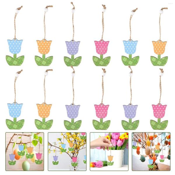 Estatuetas decorativas 12 pcs pequenas árvores tulipa ornamento de escritório decoração enfeites de natal