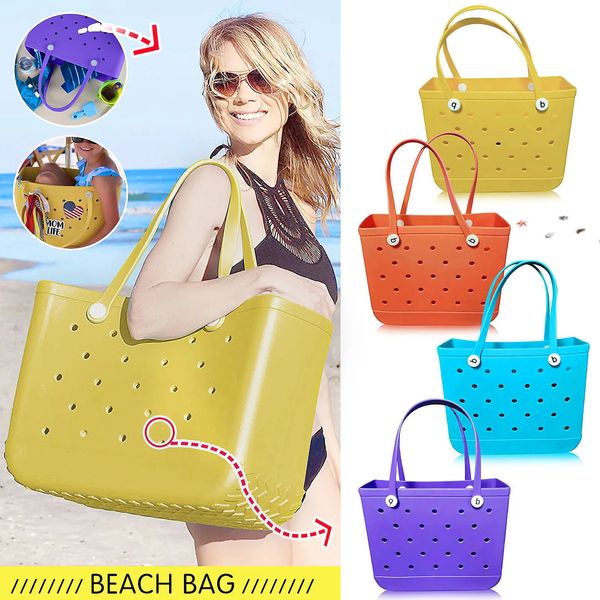 Extra Large Boggs Beach Gummi -Korb Frauen Sommer XL Eva Jelly Bag Outdoor Picknickkörbe wasserdichte Handtasche Einkaufstaschen 240417