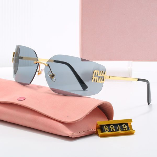 Fashion Cat Eye Sonnenbrille Luxus Oval Sonnenbrillen Designer Sonnenbrille für Frauen Herren Randless Polarize Brille Lady Brand Brille Weißer Schatten Sportzyklus Eyewear