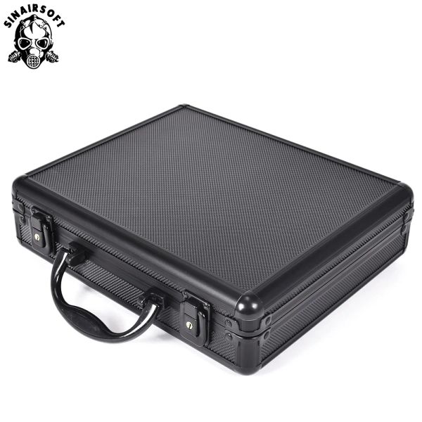 Paketler taktik alüminyum sert tabanca kasa tabanca çanta kasası yastıklı köpük astar avcılığı glock ipsc araç kutusu valiz siyahı