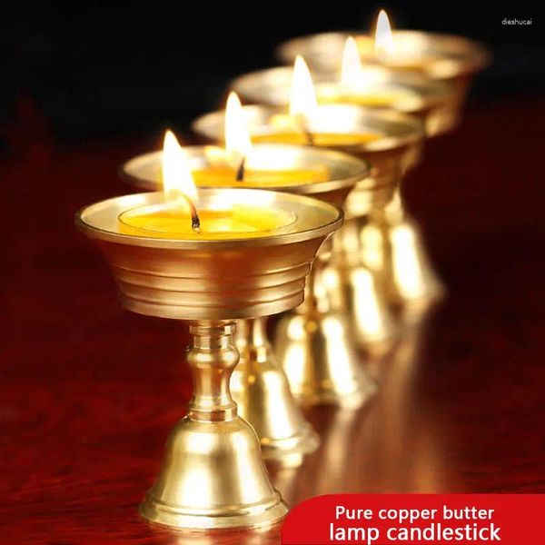 Titulares de vela Pure Copper Butter Lamp Solder Buddhist Candlestick Atividades religiosas