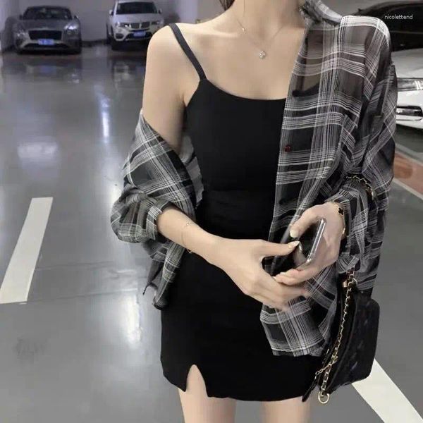 Abiti casual Summer Black Slip Women Women Sleeveles Sexy Gonna sexy Y2K salto in stile coreano cinghie per vacanza per il tempo libero