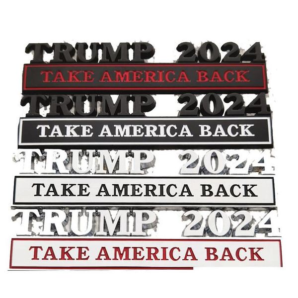 BADGI AUTO Trump 2024 Decorazione adesiva metallica Partito Decorazione del metallo Favoraci presidenziale US SOPRITER BODY BODY BANNER BANNER 12.8X3CM DROP DEL OT1TL