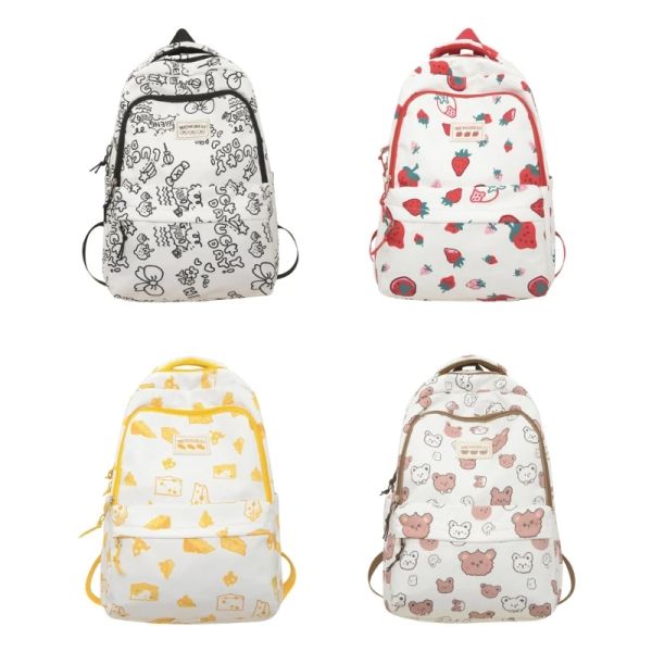 Bolsas de estilo japonês de nylon backpack backpack graffiti laptop rucksack bookbag saco de bolsas escolares casuais para aluno