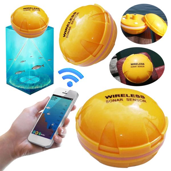 Finder Wireless Slient Fish Finder Tiefe Echo Sounder Dual Frequenz Sonar Alarm Wandler Fischfinder iosandroid mit GPS 2,4 GHz