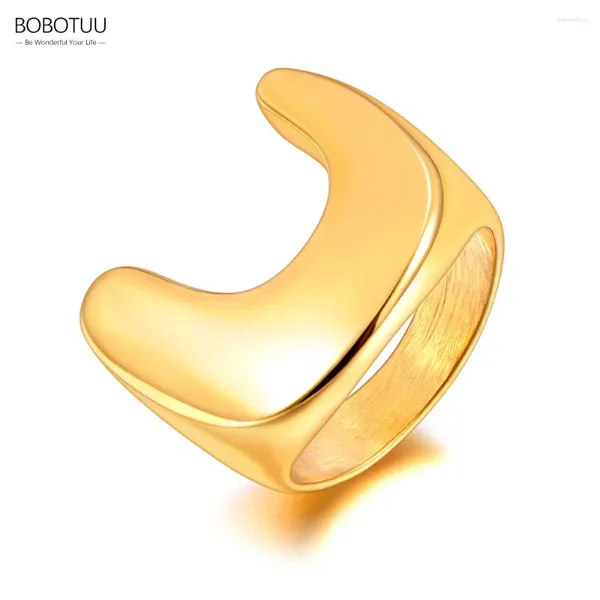 Ringos de cluster bobotuu aço inoxidável 18K Gold banhado à mão fundição de metal artesanal para mulheres jóias à prova d'água personalizadas BR23057