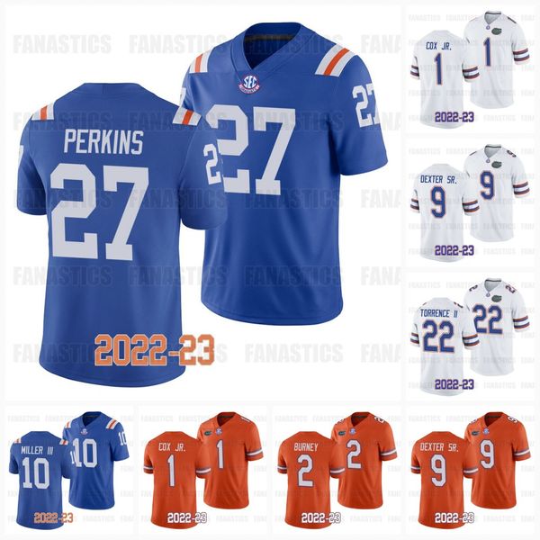 Florida Gators 2022-23 Jersey Football Cox Jr. Burney Dexter Sr Miller III Kitna Richardson Johnson Torrence Iiperkins