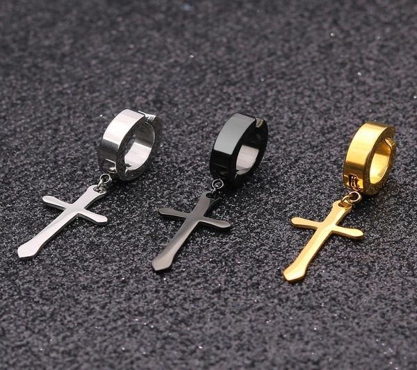 1 PCs Edelstahl -Clip an nicht pierenden Ohrringen für Frauen Männer Schwarze Goldfarbe Gothic Punk Rock Drop Pendiente4328226