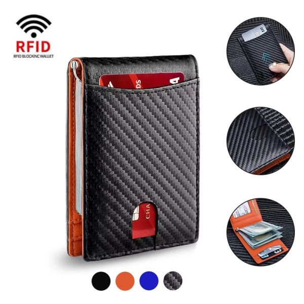 Halter Kohlefaser Leder Kreditkarte Halter Männer Brieftaschen rfid schwarze minimalistische Brieftet Geschenke für Männer Geldbörsen Carteira Maskulina Caibu