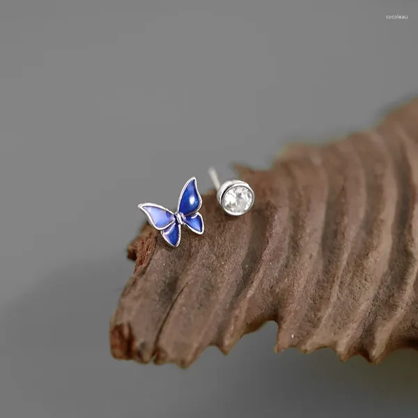 Orecchini per borchie Fashion Simple Blue Butterfly Women Asimmetric Wedding Regalo per festività Retro Luxury Ear Biielli Accessori all'ingrosso