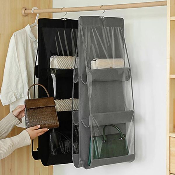 Kosmetikbeutel 6 Tasche Hanging Tasche Organizer Mehrzweckhandtaschenhalter 360 Grad rotierender Haken für Türkleiderschrank