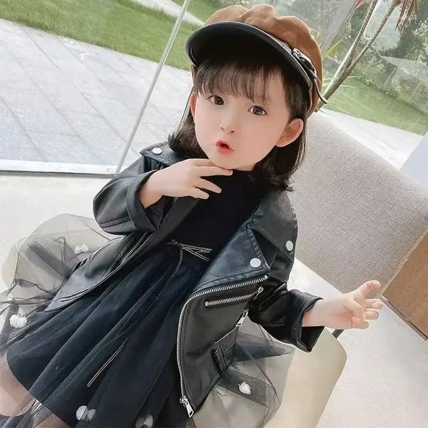 Jacken Spring Girl Reißverschluss Leder Jacke Kinder Outfits pu outerwear für Kleinkind Kinder Jungen Kleidung Mantel