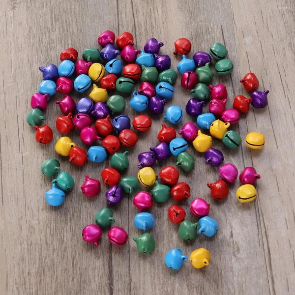 Parti Malzemeleri 100 PCS 12mm Jingle Küçük Çanlar Noel Noelleri Düğün Dekorasyon Boncuk Takı Bulguları Takılar (Renkli)