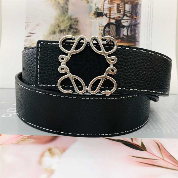 Fashiple Lychee Grain Loewe Belt Belt Luxury Men Women Designer Larghezza 3,8 cm Cinture in pelle liscia in argento in argento 9fmt 9fmt