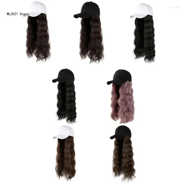 Ball Caps Baseball с наращиваниями волос для женщин Long Wavy Curly Hat