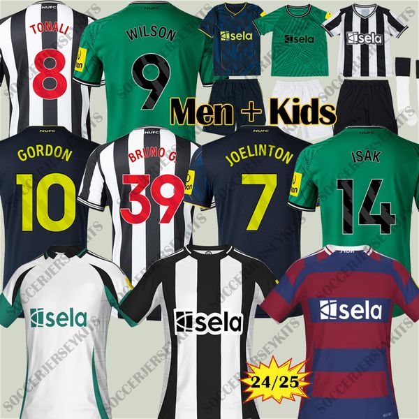 3xl 4xl 23 24 25 Green New Castle Isak Soccer Jersey Uniteds Tonali Match Edition Botman Bruno Wilson Joelinton Nufc Shirt Football Gordon Trippier Men Maglie per bambini