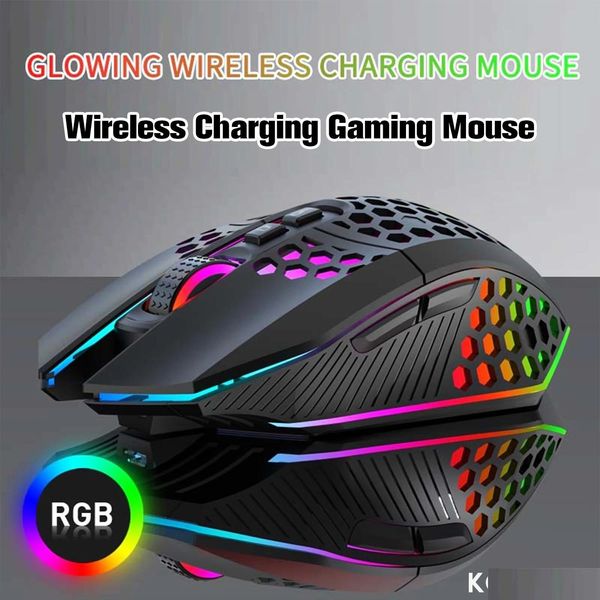 Cartões de gráficos Charging sem fio Mouse de jogo 8Button LED 2.4G Design ergonômico RGB com entrega de gota de receptor externo Computadores líquidos OTJMP