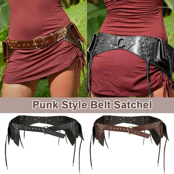 Sacchetti in vita Steampunk PU PETURA PETURA PUOCHE BASSO UNISEX FATTURA MANDATA FATTO FATTO LARP VIKING KNIGHT PIRATE COSPLAY WAISTBAG