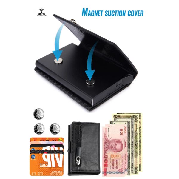 Portafogli Porta della carta Nome personalizzato RFID Slim Magnet Portafoglio Maglie Domande di carta di credito con cartoncino con cartoncino