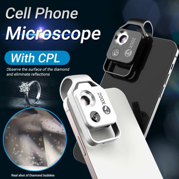 Telescópios Apexel 200x Câmera de telefone Microscope Lens HD poderoso celular lente telescópio lente portátil Microscópio Digital Macro Lentes