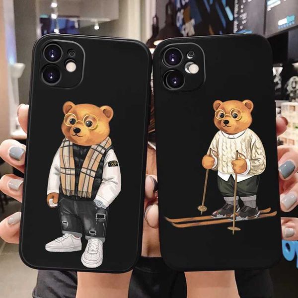 Casos de telefone celular Caso de moda de urso de urso fofo para iPhone 11 12 13 15 Pro xs máx.