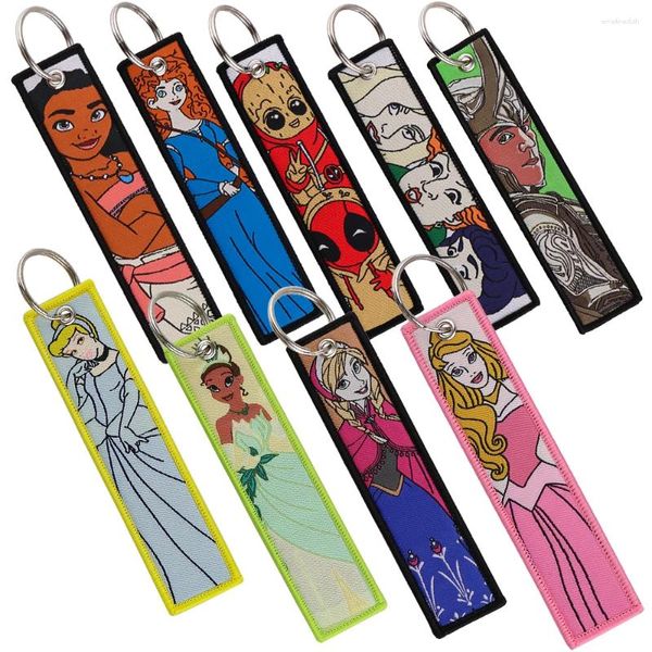 Chaves de chaves de chaves de chaves de chaves para motocicletas e carros Princess Bordados Fobs Tag Jeias da moda Acessórios de Halloween Presentes