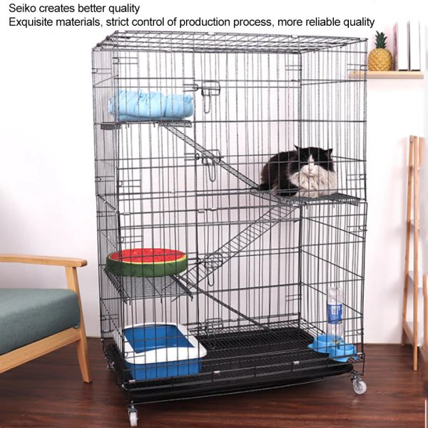 Gaiolas gaiolas pet gatos domésticos gaiolas grandes casas de gato de três andares gatos villas dobráveis gaiolas de gatos robustos para porquinhos de Índia furetas de coelhos