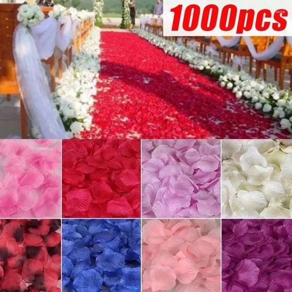 Dekorative Blumen 100-1000pcs künstliche falsche Rosenblätter farbenfrohe Seidenrosen Hochzeitsfeier Valentinstag Romantische Nachtdekoration
