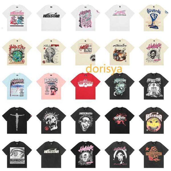 Hellstar Shirt Herren Designer T -Shirt Grafik Tee Y2K Hipster gewaschene Stoff Street Graffiti Schriftziile Print Vintage Coloeful Lose Sight Hip Hop Clothing 24SSS