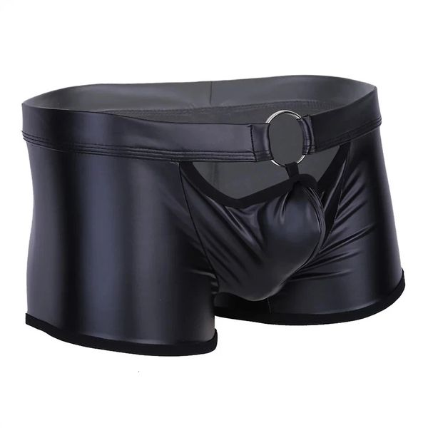 Herren sexy weiche Leder kurze Hosen für Sex Latexscheide Unterwäsche sexy untere männliche Patentleder Fetisch Boxerhose Sexi 240419