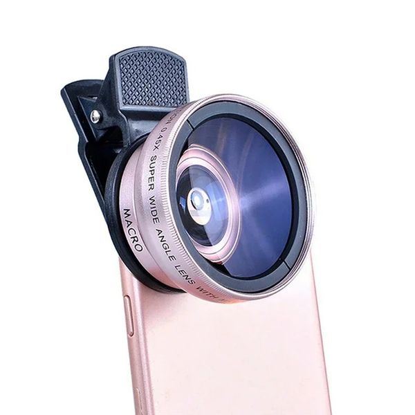 Yeni 2024 2 In 1 Lens Universal Clip 37mm Cep Telefonu Lens Profesyonel 0.45x 49UV Süper Geniş Açılı + Makro HD lens İPhone 13 için 37mm için