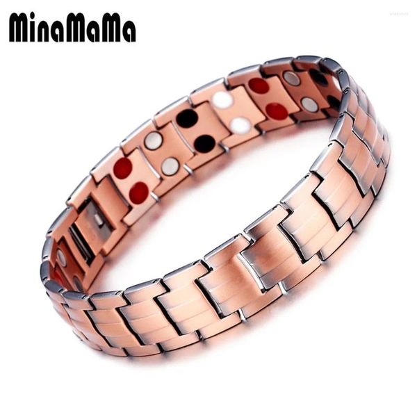 LINK BRACELETS Vintage Cadeia de cobre pura Pulseira magnética de gemonium para homens mulheres artrite terapia jóias de moda de energia