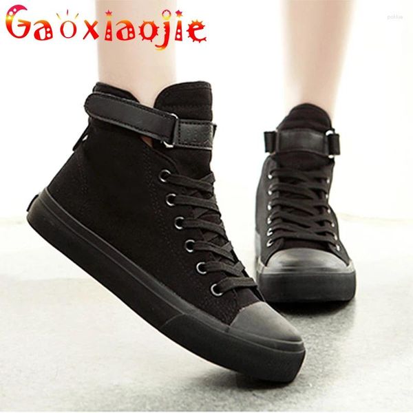 Scarpe casual 2024 uomini e donne in stile coreano High-top All Black Cloh Show White Comfort Flats