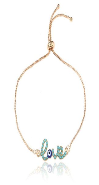 Braccialetti Charm Simple Love Design Turkish Gold Chain Bracciale Blu Eye per donne Dubai7206048