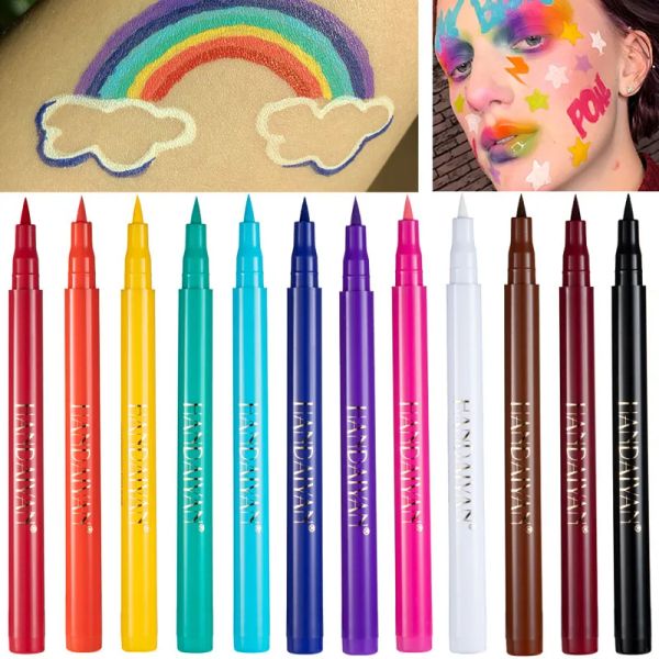 Eyeliner à prova d'água arco -íris fosco colorido líquido líquido lápis lápis branco cor rosa delineador maquiagem de caneta maquiagem de maquiagem longa