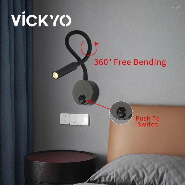 Wandlampe Vickyo LED Lesen moderne minimalistische Studienschlafzimmer El Nachtleuchte Rotary -Einstellwinkel