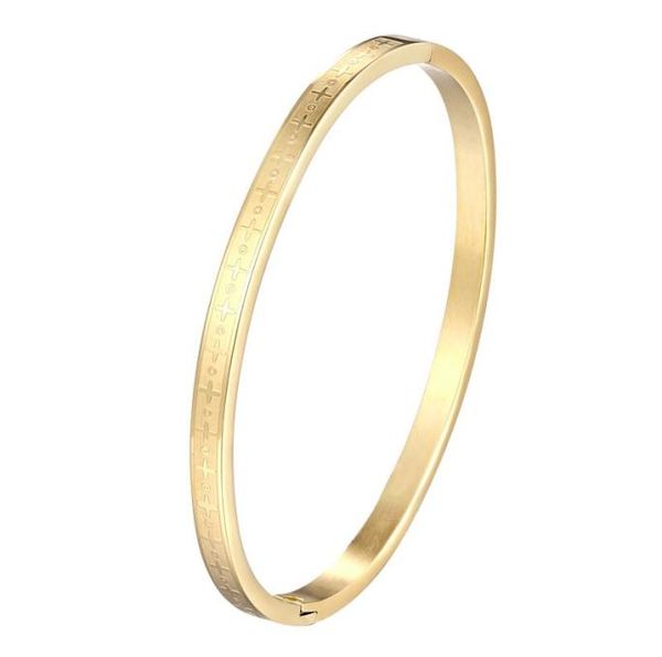 Bangle Plus Sinais e pequenos círculos para crianças pulseira de aço inoxidável de aço dourado Jóias Bracelets Boys Gifts7583633