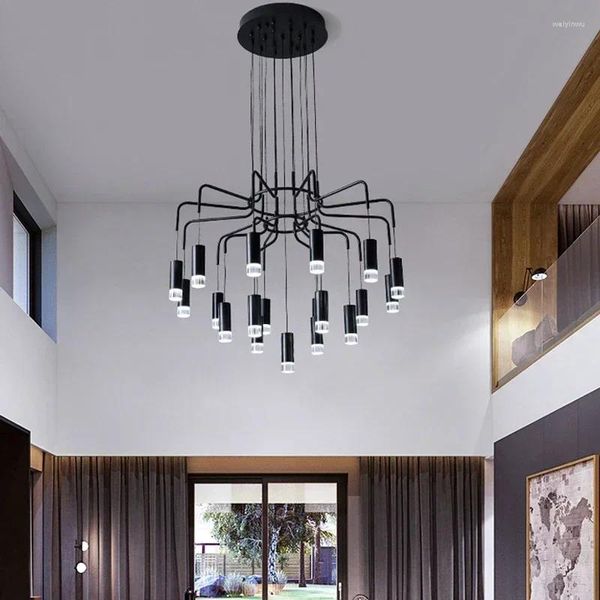Kronleuchter minimalistische LED -Anhänger schwarzes Wohnzimmer Restaurant Schlafzimmer Küche Hanging Dachboden Beleuchtung Wohnheimdekoration Armaturen