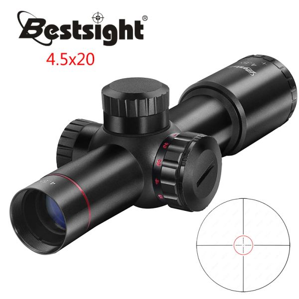 Scopi Bestight Compact 4.5x20 Ambito ottico AK74 AK47 AR15 Cavaluta Scope Red Red Illuminated Mil Dot Riflescope Snitore Air Hunting