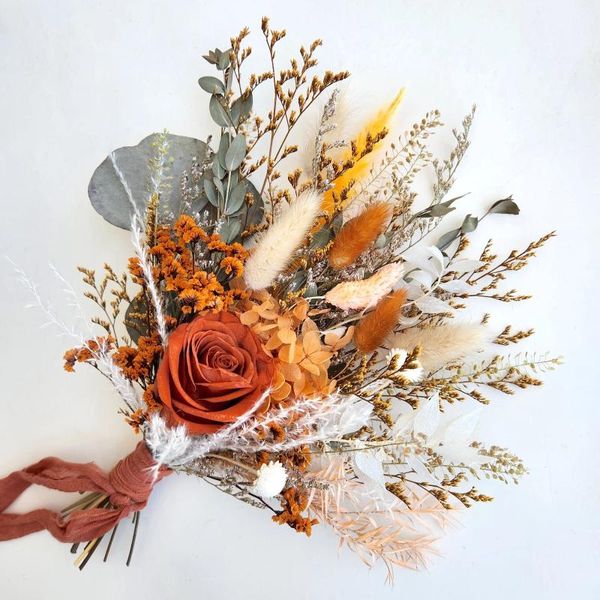 Fiori decorativi bouquet da sposa Pampas naturale erba artificiale matrimonio vintage rustico per boho damigero essiccato