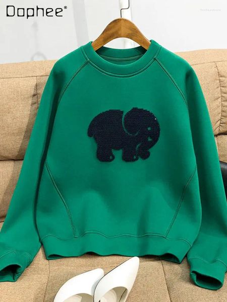 Capuz feminino Sweet Green Memory Cotton Clowershirt feminino Harajuku 2024 Autumn e inverno Logo Coreany Borderys Pullovers Woman