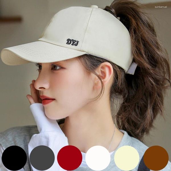 Ball Caps 2024 Cappello da baseball alto per donne Summer Sports Fashion Casual Colore Solid Sun Cappello con buco di viaggio