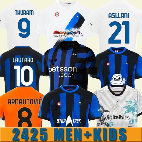 2024 2025 S-4xl Inters Maglie di calcio Milans Lautaro Transformers Special Barella Kid Kit Maillot 2023 Maglie Football Shirt Kids Home Away Third Special Snake