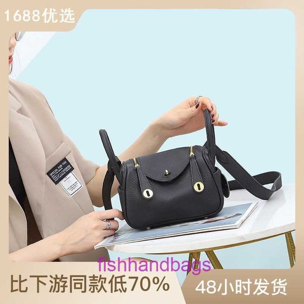 Principal Original Herrmms Lindiss Bags Online Shop Shop Genuine Leather Mini Bag da moda Casual Casual High -End Top Tog com logotipo original