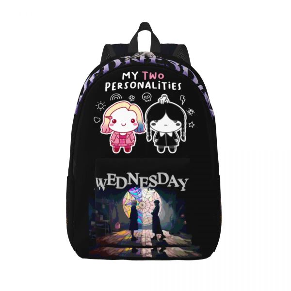 Bolsas de quarta -feira Addams e Enid Irmility Backpack Muthing High College School Student Bookbag Homens Mulheres Daypack Presente