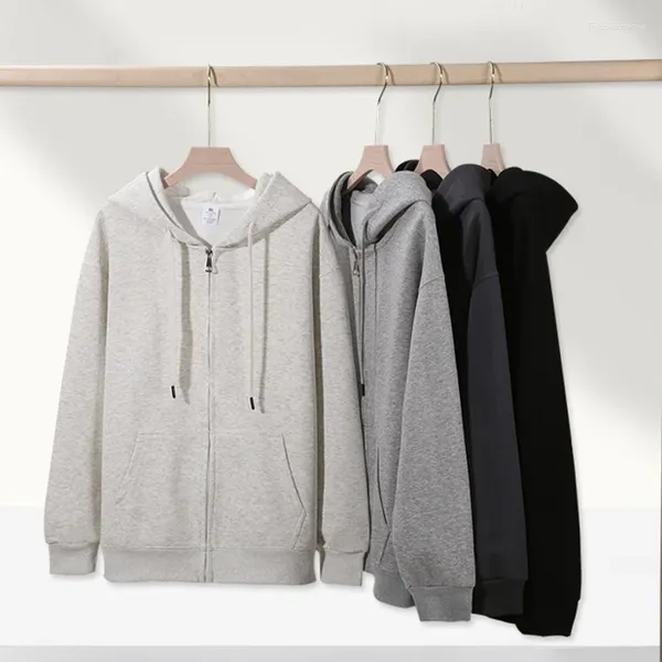 Kadın Hoodies Düz Renkleri Tam Zip Hoodie Zip-Up Kaputlu Sweatshirt Siyah Gri