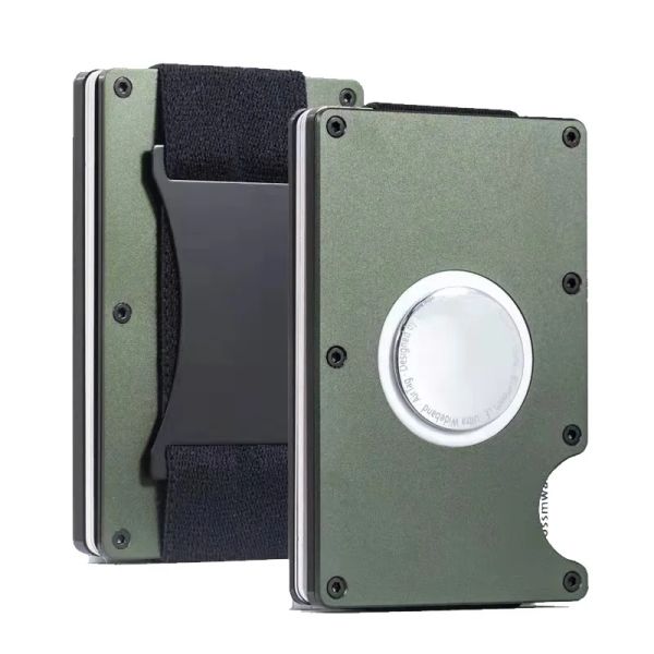 Держатели алюминиевый идентификационный карт для алюминия для мини -кошелька Apple Airtag RFID с денежными ремешками металлические банков
